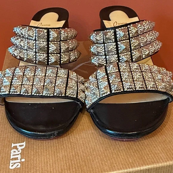 Christian Louboutin Black Heels with Silver Embellishments - Picture 3 of 8